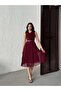 Women's White - White Belted Collar Pleated Chiffon Maxi Length Sleeveless Dress - 3