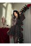 Women's Leopard Print Bow Collar Chiffon Mini Long Sleeve Dress - 8