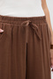 Elastic Waist Modal Trousers - Brown - 5