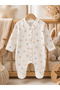 100% Cotton Long Sleeve Snap Fastener 0-3 Months Unisex Patterned Newborn Baby Romper - 4