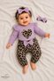 Baby Girl Set Leopard Patterned 3-Piece Baby Girl Set Body Pants Bandana Set