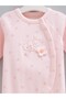 Baby Girl 100% Cotton Interlock Fabric Rabbit Embroidered Overalls with Snap Fasteners and Booties - 2