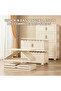 45cm Width 5 Layers Double Doors Transparent Panels with Oval Pattern Design White Handles Foldable Plastic Storage Cabinet with Wheels - 5