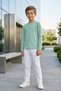 T-Shirt Boy's Basic Mint T-Shirt Long Sleeve 100% Cotton Crew Neck Unprinted Tshirt (2-13 Years) - 6