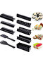 10-piece beginner plastic sushi making kit with 8 rice molds, fork, and spatula