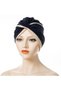 Two satin evening hair caps, two-tone women's headscarves - dark blue
