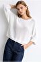 7044 Women's Seasonal Thin Boat Neck Bat Sleeve Knitwear Sweater White