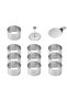 Baking Rings, 10-piece set, 8x5 cm, Stainless Steel, Silver, Dessert Rings, Decorative Rings, Mold, With Press and Spatula, Dishwasher Cleanable