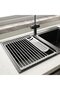 Stainless steel clothes drying rack, foldable and detachable, stainless steel sink, wheeled, with drain grille, 43cm x 35cm