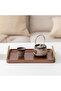 piece - Tea tray - Vintage tea tray - Rectangular bamboo tea tray with handle - Barbecue tray - Small bamboo tea tray with handle 30*19*2 cm - Brown - 3