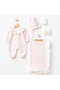 Lace Detailed Baby Girl Jumpsuit Hat Blanket Booties Set