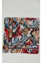 Women's Blue Tropical Leaf Patterned Stitched Writing Cotton Cheesecloth Scarf - 2