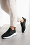 Ares Men's Black Lace-Up Lightweight Orthopedic White Eva Sole Knitwear Walking Casual Sneaker Sports Shoes - 3