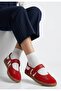 Menja Red Leather Velcro Ballerina Shoes - 3