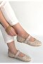 Beige leather belted ballet flats - 3