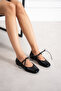 Lizza Shiny Square-Toe Shoes with Stitched Front and Ankle Strap, Elegant and Comfortable Daily Ballet Flats