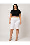 Large Size Elastic High Waist Lace-Up Above Knee Denim Women's Capri