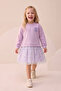 Girl's Dress with Tulle Print Detail