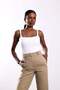 Ecru Square Collar Athlete Top with Snap Buttons at the Bottom 071822 - 2