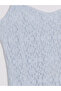 Two Mt Shop Quality Xside Blue Lace Patterned Super Skinny & Extra Slim V-Neck Mini Dress - 6