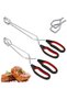 2-Piece Stainless Steel Scissor Tongs, Ergonomic Non-Slip Cooking & Grilling Food Clamps, Kitchen Accessories