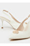 White Croc-Embossed Gold Detail High-Heel Slingbacks - 3
