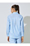 Light Blue Striped Long-Sleeve Oversized Shirt - 5
