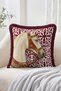 Ottoman-Inspired White Horse Figured Ivy Motif Fringed Throw Pillow Cover - Vintage Decorative Pillow