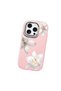 iPhone 16 Pro Compatible Case with Camera Protection Pink Silicone Couple Phone Case with Floral Pattern - 3
