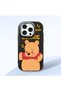 iPhone 16 Pro Max Compatible Case with Camera Protection Black Silicone Couple Phone Case with Bear Pattern