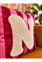 Punch Embroidered Throw Pillow Cover - 43*43 cm - Pink Letter N - Pnk001 - 2