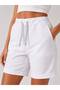 Women's Elastane Linen Shorts with Elastic Waist, Lace-Up, Pockets, Comfortable Cut, Summer Casual Shorts