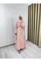 26197 Patterned Belt Detailed Layered Hijab Dress – Elegant and Modern Design - 3