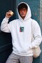 Men's Oversize Sweatshirt Hoodie Birds Atelier Printed White – Hooded, 3 Yarns, Kangaroo Pocket