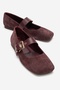 Jonas Women's Babet Shoes with Belt in Plum Suede Genuine Leather