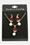 Nhr-Hlss Flower Pearl Zircon Stone (124050) Set Necklace-Red