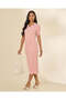 Women Pink Ribbed Dress - 4