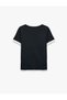 Cotton Color-Contrast Trim Decorated Buttoned Crew Neck Short Sleeve T-Shirt - 7