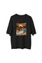 Summer Adventure Retro Design Printed Women's Oversize T-Shirt - 2