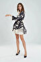 Special Design Patterned Robe Short Double Satin Set - 5