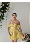Women Sari Mini Dress Floral Print Chiffon Sweetheart Neckline Balloon Sleeves Buttoned - 6