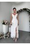 Women's White Midi Dress V-Neck Rope Strap Backless Flounce Chiffon - 8