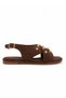 Lusso Women's Cross-Strapped Suede Sandals with Gold Accessory Detail - 2