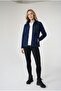 Women's Navy Blue Comfortable Fit Full Zipper Thick Outdoor Fleece Jacket with Front Pockets - 5