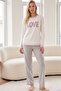 White Patterned Embroidered Cotton Lycra Knitted Pajama Set26240363 - 2