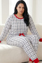 Plaid Patterned Cotton Lycra Large Size Oversized Knitted Pajama Set26240900
