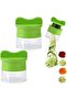 Spiral slicer 2-piece set, easy to clean, suitable for zucchini and cucumber, green.