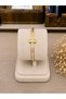 Women's Gold Color t Model Stone Detailed Steel Handcuff Bracelet - 2