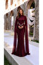 Stone Embellished Cape Detailed Special Evening Dress - 3