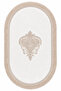 White Embroidered Non-Slip Leather Based Oval Bath Mat with Tassels Washable Bathroom Set Dione - 2